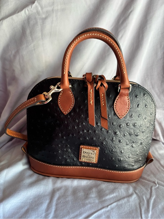 Dooney & Bourke Handbags - Dooney & Bourke Ostrich Bitsy Bag Satchel-black